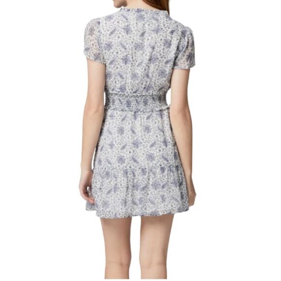 PAIGE Silk Georgette Giannina Mini Dress White/Periwinkle Size XS - Picture 3 of 13